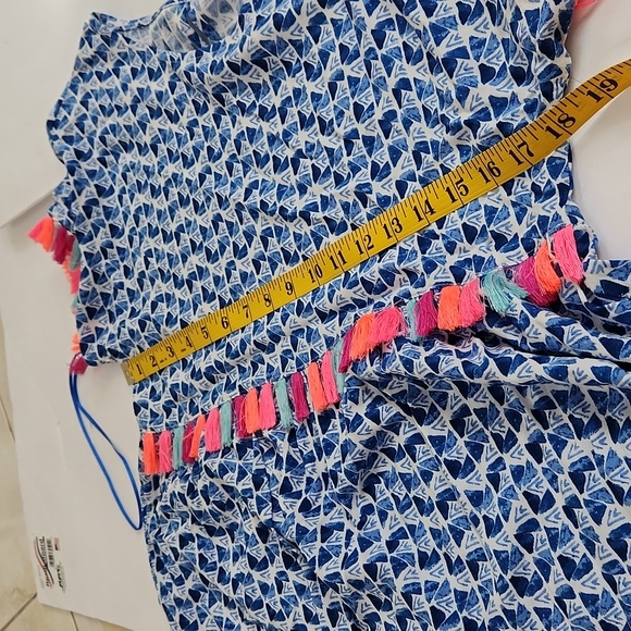 Andree By Unit Blue Print Tassel Blouse Shirt S - Picture 4 of 5